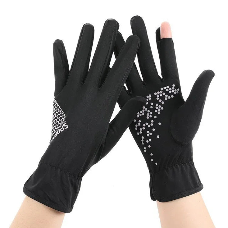 1 paire de gants de conduite antidérapants en soie glacée, fins, anti-UV, pour l'été, taille unique