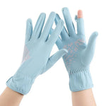 1 paire de gants de conduite antidérapants en soie glacée, fins, anti-UV, pour l'été, taille unique