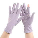 1 paire de gants de conduite antidérapants en soie glacée, fins, anti-UV, pour l'été, taille unique