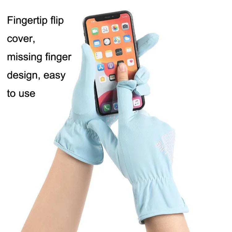 1 paire de gants de conduite antidérapants en soie glacée, fins, anti-UV, pour l'été, taille unique