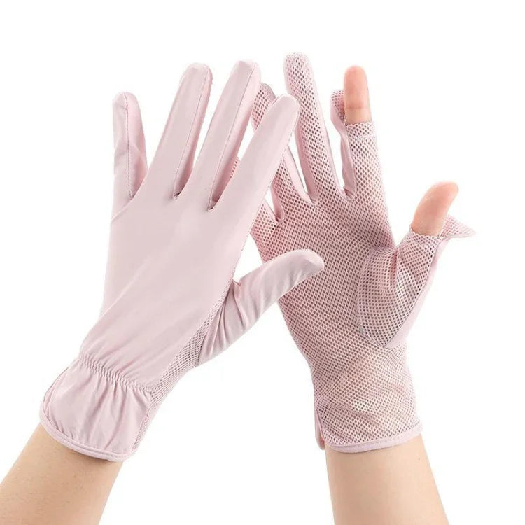 1 paire de gants d'été respirants et fins anti-UV pour la pêche, en soie glacée, taille unique