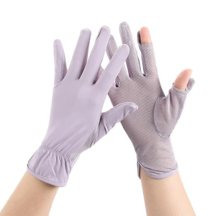 1 paire de gants d'été respirants et fins anti-UV pour la pêche, en soie glacée, taille unique
