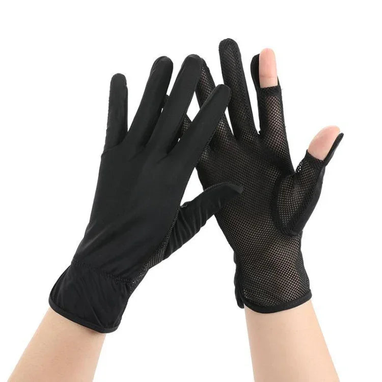1 paire de gants d'été respirants et fins anti-UV pour la pêche, en soie glacée, taille unique