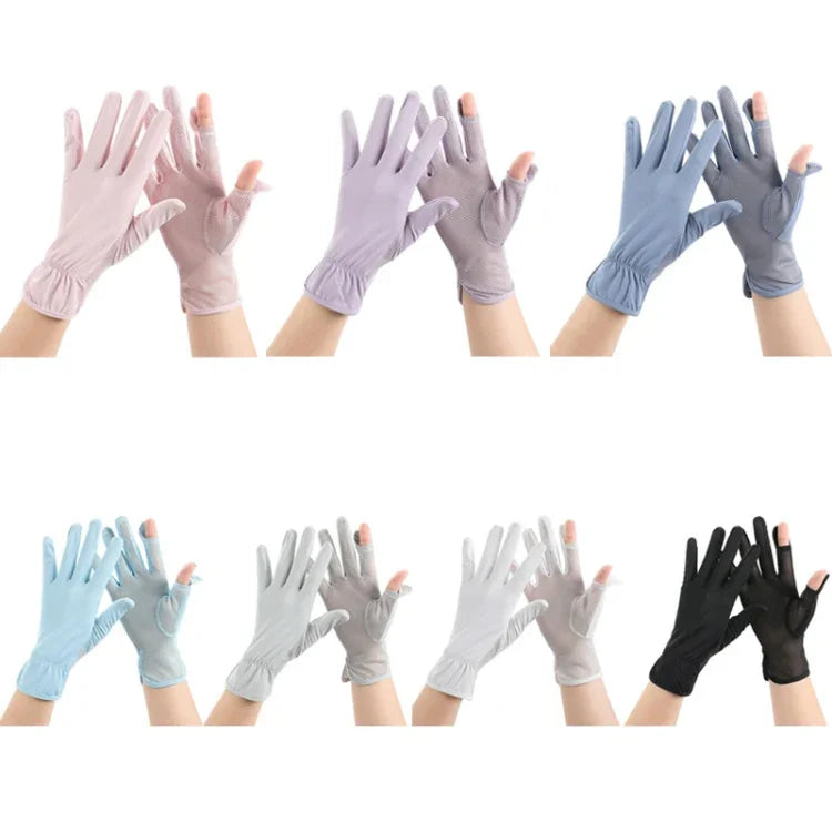 1 paire de gants d'été respirants et fins anti-UV pour la pêche, en soie glacée, taille unique