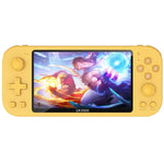 Console de jeu portable RG3000 avec double poignée, disponible en rose, gris, violet, vert et jaune.