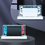 035 pour Nintendo Switch/Solution de protection anti-poussière avec base lumineuse pour écran OLED, Spécifications : Base lumineuse, Transparent, Étiquette blanche, Étiquette noire, Poignée, Jet Warrior, Noble, Gengar