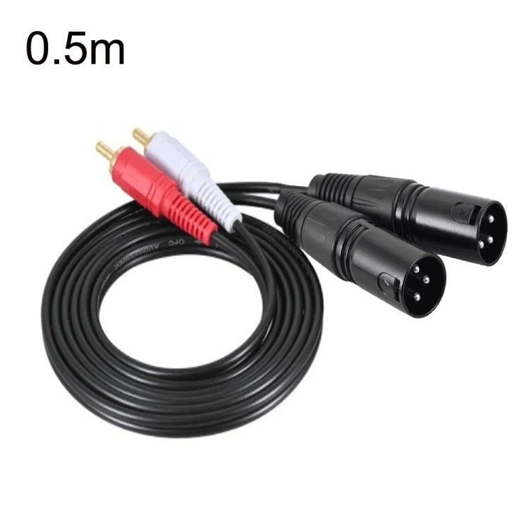 Câble Audio Équilibré 2RCA vers 2XLR Canon pour Haut-Parleur, 0,5m, 1m, 1,5m, 3m
