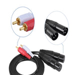 Câble Audio Équilibré 2RCA vers 2XLR Canon pour Haut-Parleur, 0,5m, 1m, 1,5m, 3m