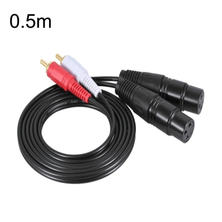 Câble Audio Équilibré 2RCA vers 2XLR Canon pour Haut-Parleur, 0,5m, 1m, 1,5m, 3m