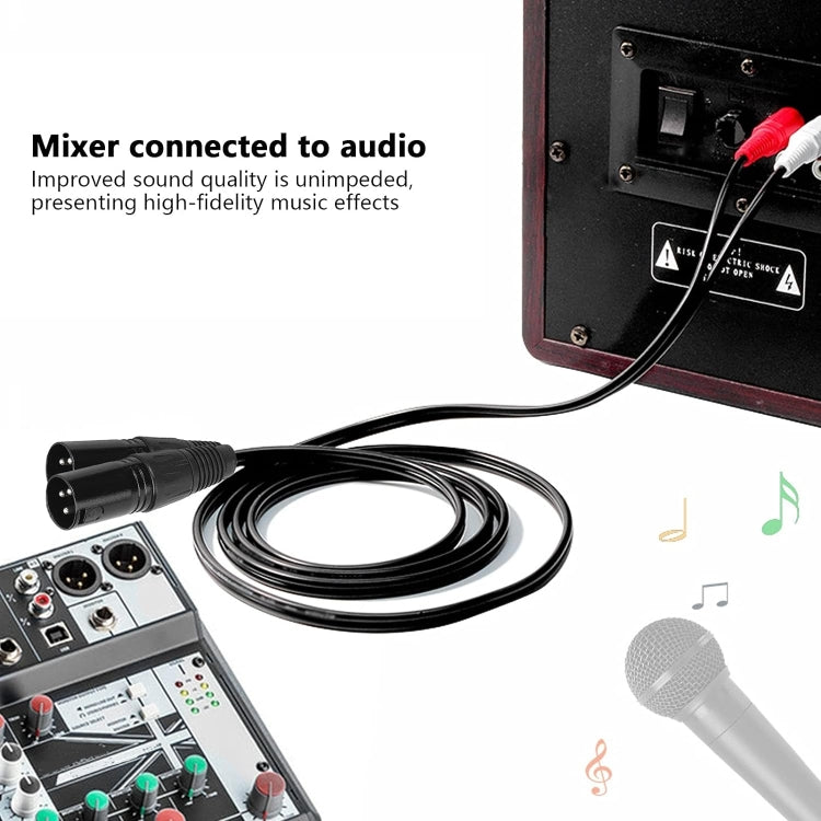 Câble Audio Équilibré 2RCA vers 2XLR Canon pour Haut-Parleur, 0,5m, 1m, 1,5m, 3m