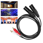 Câble Audio Équilibré 2RCA vers 2XLR Canon pour Haut-Parleur, 0,5m, 1m, 1,5m, 3m