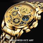Montre quartz multifonction étanche creuse lumineuse BINBOND 4010