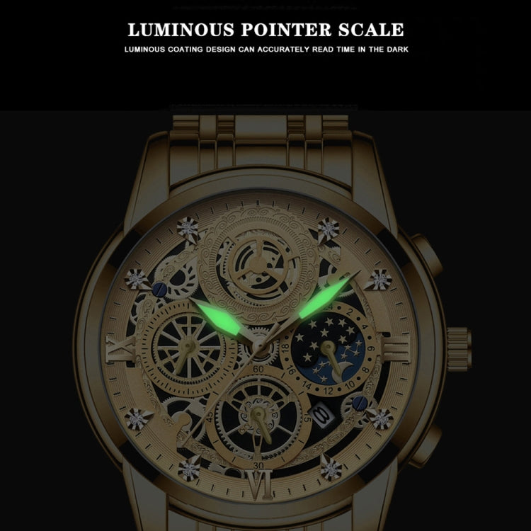 Montre quartz multifonction étanche creuse lumineuse BINBOND 4010