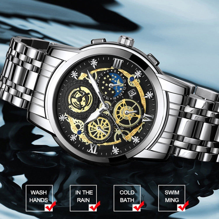 Montre quartz multifonction étanche creuse lumineuse BINBOND 4010