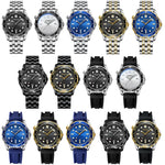 Montre quartz sportive étanche lumineuse 30m BINBOND B2820 pour homme, acier blanc surface noire, acier blanc surface blanche, acier blanc surface bleue, or intermédiaire surface noire, or intermédiaire surface bleue, acier noir surface noire blanche