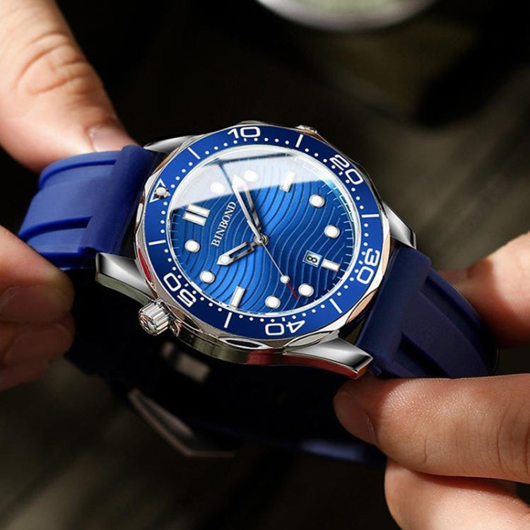 Montre quartz sportive étanche lumineuse 30m BINBOND B2820 pour homme, acier blanc surface noire, acier blanc surface blanche, acier blanc surface bleue, or intermédiaire surface noire, or intermédiaire surface bleue, acier noir surface noire blanche