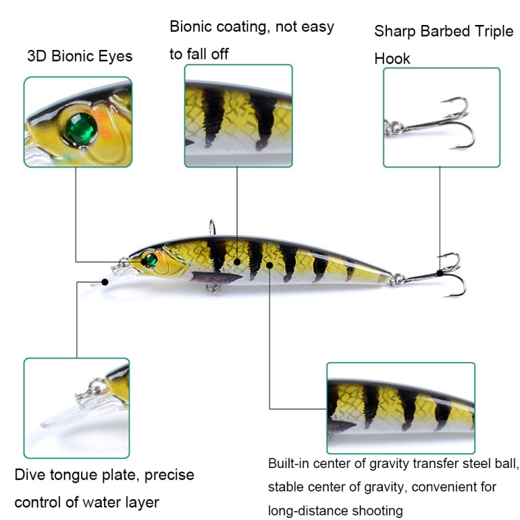 Leurre peint bionique pour pêche LB106 11 cm/11,5 g, appât dur en plastique, numéros 1 à 18