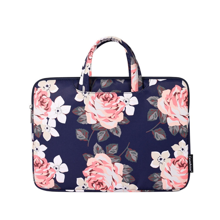 Housse d'ordinateur portable motif rose blanche H40-B01 avec poignée, 12 pouces, 13 pouces, 14 pouces, 15 pouces