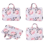 Housse d'ordinateur portable motif rose blanche H40-B01 avec poignée, 12 pouces, 13 pouces, 14 pouces, 15 pouces