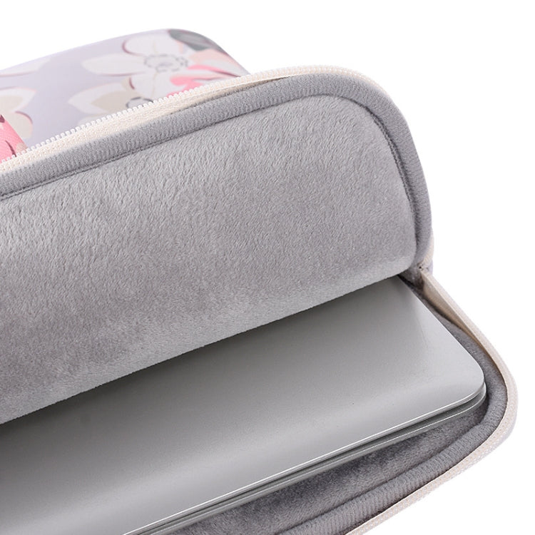 Housse d'ordinateur portable motif rose blanche H40-B01 avec poignée, 12 pouces, 13 pouces, 14 pouces, 15 pouces
