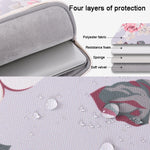 Housse d'ordinateur portable motif rose blanche H40-B01 avec poignée, 12 pouces, 13 pouces, 14 pouces, 15 pouces