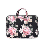 Housse d'ordinateur portable motif rose blanche H40-B01 avec poignée, 12 pouces, 13 pouces, 14 pouces, 15 pouces
