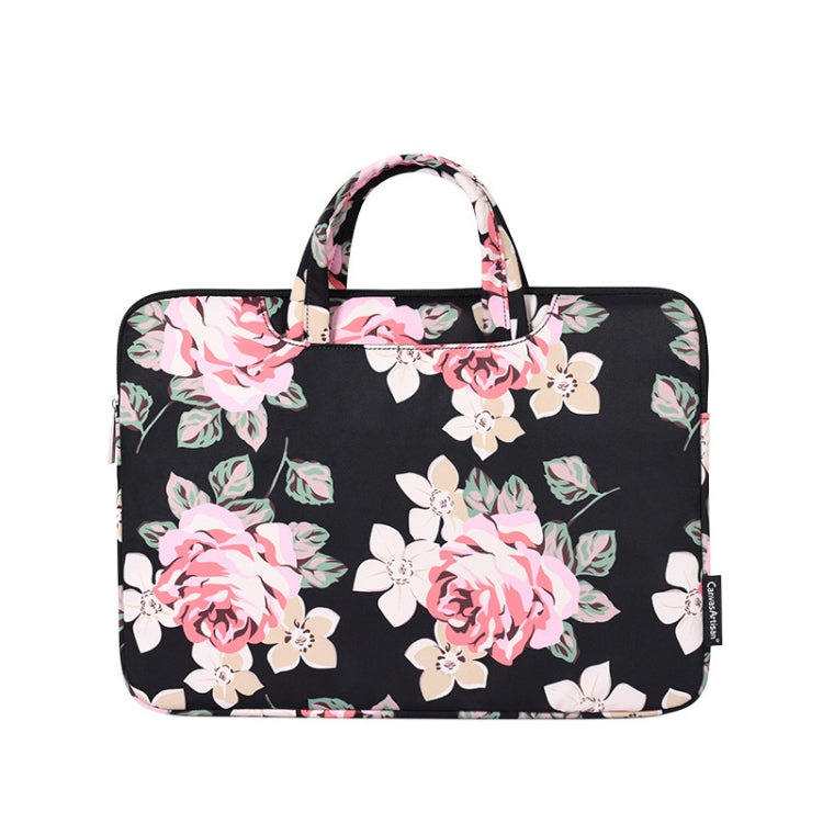 Housse d'ordinateur portable motif rose blanche H40-B01 avec poignée, 12 pouces, 13 pouces, 14 pouces, 15 pouces