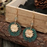 Boucles d'oreilles vintage bohèmes à deux couches, tournesol, EA584