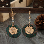 Boucles d'oreilles vintage bohèmes à deux couches, tournesol, EA584