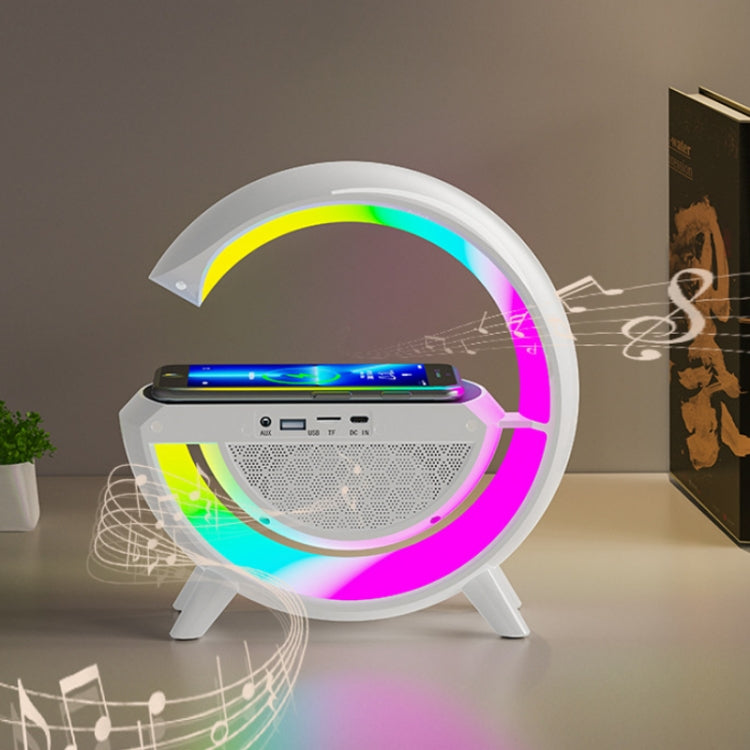 Haut-parleur Bluetooth Lampe d'Ambiance à Chargement Sans Fil Intelligent, DH001 (Blanc)