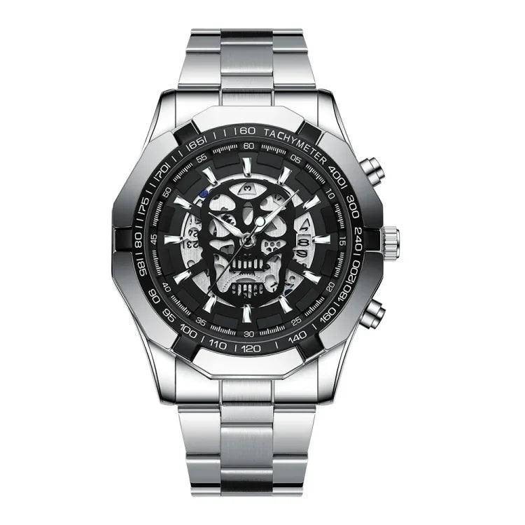 Montre Quartz Étanche 30M BINBOND S034 Squelette Tête de Mort Montre Lumineuse