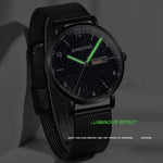 BINBOND B3820 30M Waterproof Ultra-thin Quartz Luminous Starry Watch, Black Net-Black-Starry