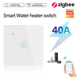 Interrupteur intelligent Tuya ZigBee 40A haute puissance pour chauffe-eau, lumière, climatiseur, minuterie, commande vocale à distance, ZigBee 40A blanc, ZigBee 40A noir