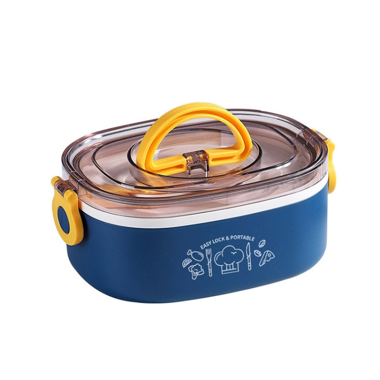 Boîte à déjeuner isotherme de bureau ovale divisée de grande capacité et portable, 600 ml (bleu inox), 600 ml (jaune inox), 600 ml (violet inox), 1,2 L (jaune inox), 1,2 L (violet inox), 600 ml (bleu plastique), 600 ml (jaune plastique)