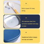 Boîte à déjeuner isotherme de bureau ovale divisée de grande capacité et portable, 600 ml (bleu inox), 600 ml (jaune inox), 600 ml (violet inox), 1,2 L (jaune inox), 1,2 L (violet inox), 600 ml (bleu plastique), 600 ml (jaune plastique)