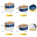 Boîte à déjeuner isotherme de bureau ovale divisée de grande capacité et portable, 600 ml (bleu inox), 600 ml (jaune inox), 600 ml (violet inox), 1,2 L (jaune inox), 1,2 L (violet inox), 600 ml (bleu plastique), 600 ml (jaune plastique)