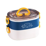 Boîte à déjeuner isotherme de bureau ovale divisée de grande capacité et portable, 600 ml (bleu inox), 600 ml (jaune inox), 600 ml (violet inox), 1,2 L (jaune inox), 1,2 L (violet inox), 600 ml (bleu plastique), 600 ml (jaune plastique)