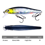 HENGJIA MI160 Leurre flottant Minno 8,8 cm 9 g, 10 couleurs, boîte de 10 couleurs, numéros 1 à 10