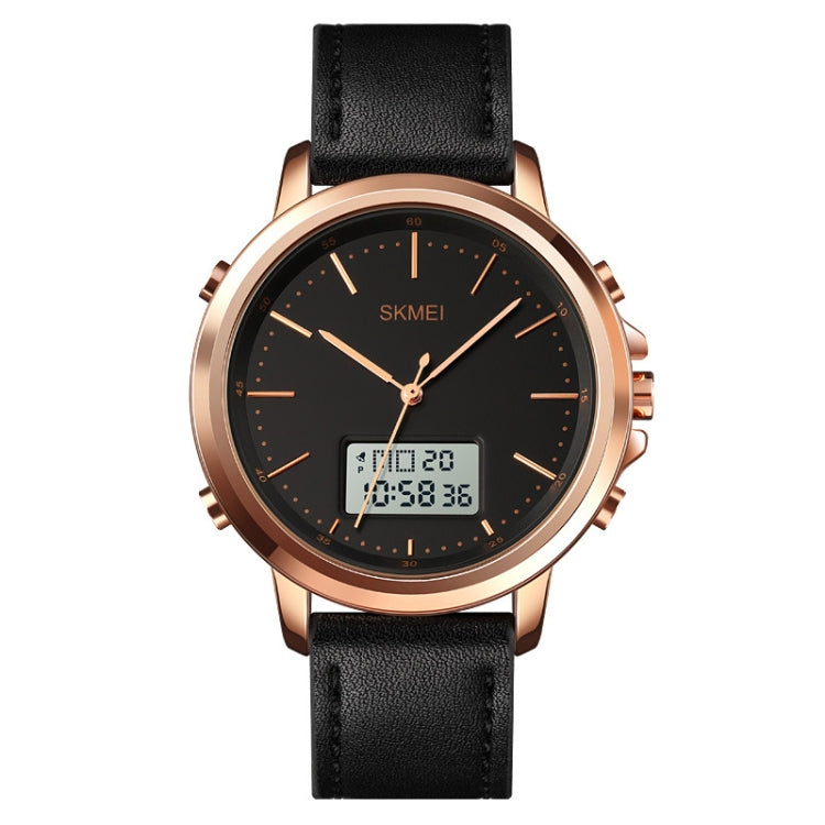 Montre Homme Sport Cuir Alliage Double Mouvement SKMEI 1652, Boîtier Or Rose Mécanisme Blanc, Boîtier Or Rose Mécanisme Noir, Boîtier Or Mécanisme Noir, Boîtier Noir Mécanisme Noir, Boîtier Argent Mécanisme Blanc, Boîtier Argent Mécanisme Noir