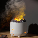Humidificateur à flamme simulée HS01 avec veilleuse, machine d'aromathérapie pour la maison, flamme simulée (blanc), flamme simulée (noir)