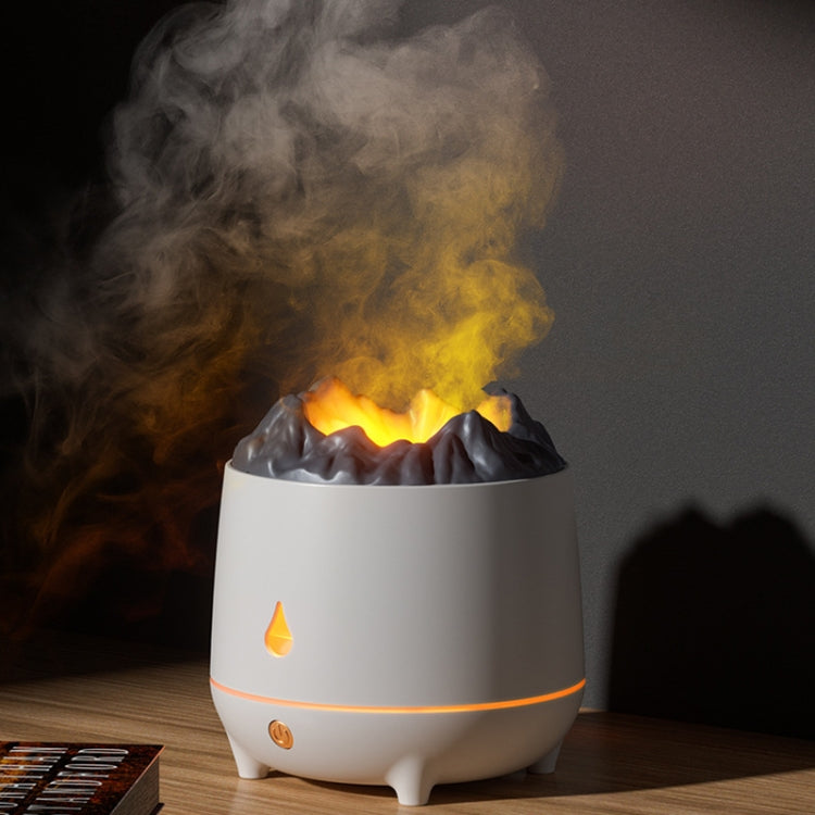 Humidificateur à flamme simulée HS01 avec veilleuse, machine d'aromathérapie pour la maison, flamme simulée (blanc), flamme simulée (noir)