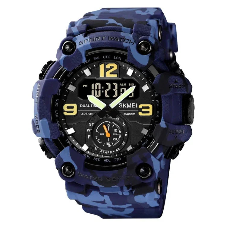 SKMEI 1637 Sports Digital Display Outdoor Shockproof Plastic Large Dial Men Watch, Black, Army Green, Blue Camouflage, Army Green Camouflage, Gray Black