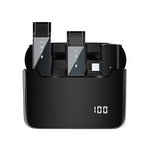 Microphone cravate sans fil à affichage numérique avec compartiment de charge, spécifications : S16-S un vers deux noir interface USB-C/Type-C, S16-S un vers deux noir interface 8 broches
