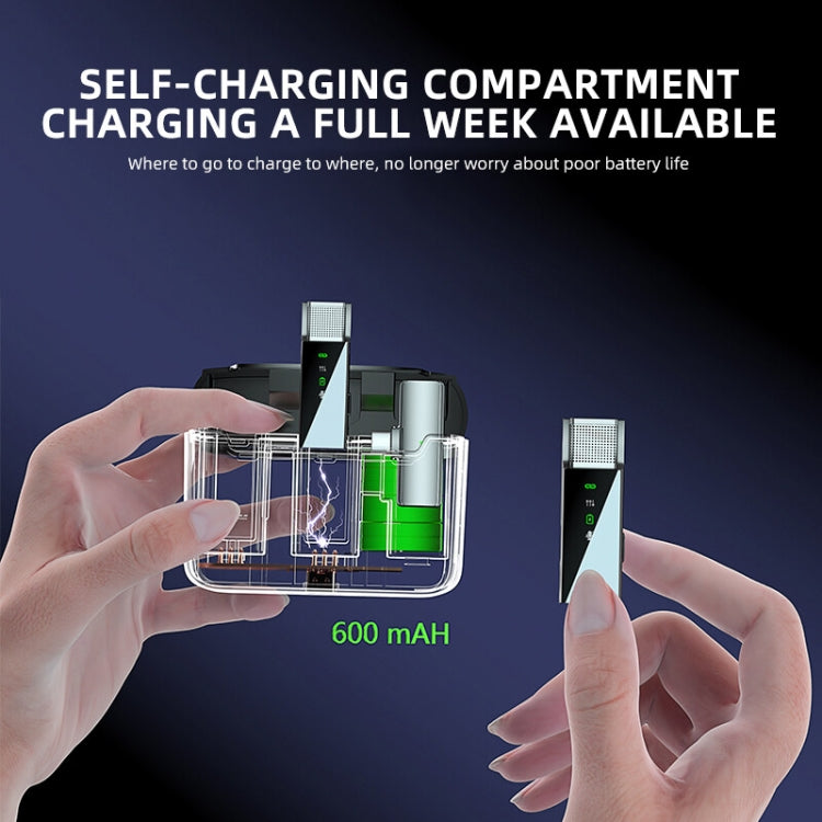 Microphone cravate sans fil à affichage numérique avec compartiment de charge, spécifications : S16-S un vers deux noir interface USB-C/Type-C, S16-S un vers deux noir interface 8 broches
