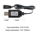 Chargeur de batterie lithium 7,4V accessoires pour avion jouet câble de données USB