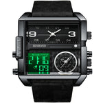 Montre sportive multifonction carrée étanche à quartz BINBOND B3332