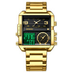 Montre sportive multifonction carrée étanche à quartz BINBOND B3332