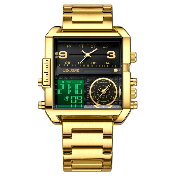 Montre sportive multifonction carrée étanche à quartz BINBOND B3332