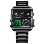 Montre sportive multifonction carrée étanche à quartz BINBOND B3332