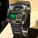 Montre sportive multifonction carrée étanche à quartz BINBOND B3332